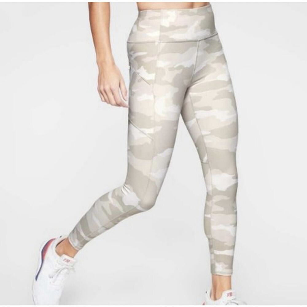 ATHLETA Camo Contender 7/8 Tights Cream White Women’s Size XS Athletic Active